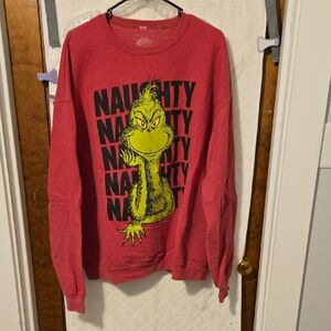 Source Unknown Red Long Sleeve Tee with Grinch Graphic